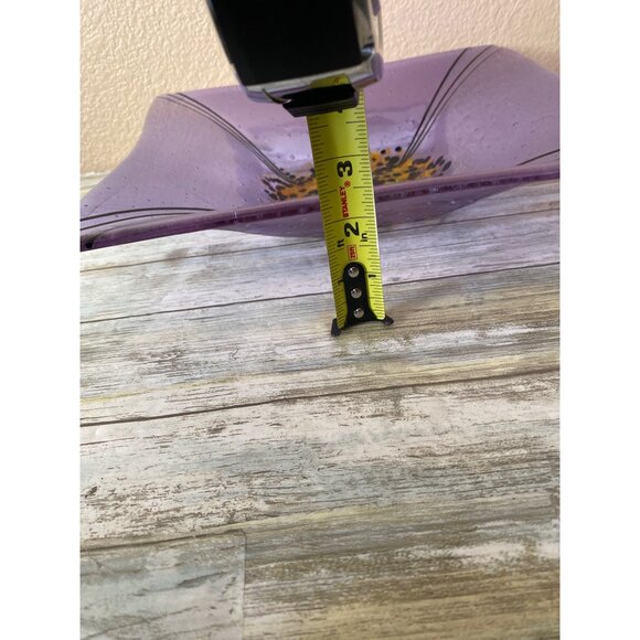 Susan Maxfield Handcrafted Purple & Yellow Fused Glass Decorative Bowl 2003 - Picture 8 of 11